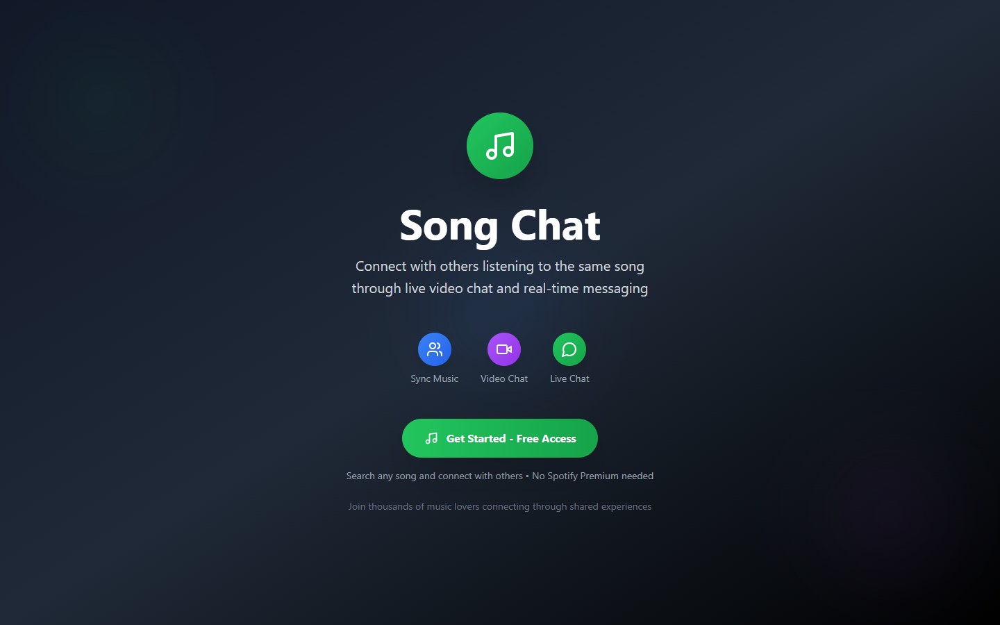 SongChat music-based social platform homepage